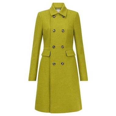 Hobbs Jasmin Wool Coat, Acacia Green – double breasted tailored coats - flipped
