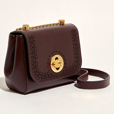Karen Millen Antique Leather Across Body Bag, Aubergine / crossbody bags / handbags