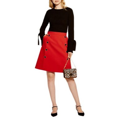 Karen Millen Modern Tailored Collection Skirt, Red - flipped