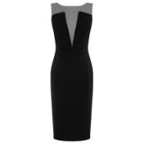 Karen Millen Plunge Contrast Pencil Dress, Black/Multi / smart sleeveless dresses