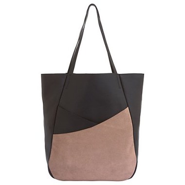 Mint Velvet Leather Asymmetric Shopper Bag, Black / stylish shoppers - flipped