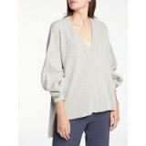 Modern Rarity Vee Pleat Sleeve Jumper, Grey / drape back V-neck jumpers / knitwear