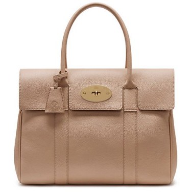 Mulberry Bayswater Small Classic Grain Leather Grab Bag, Rosewater - flipped