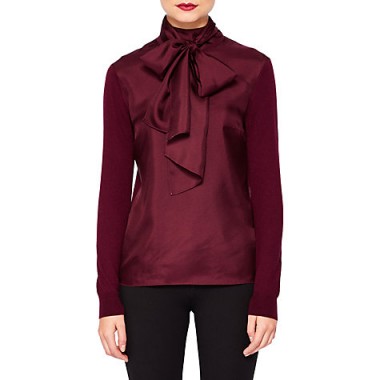 Ted Baker Babri Cashmere Blend Jumper, Maroon – dark red pussy bow jumpers