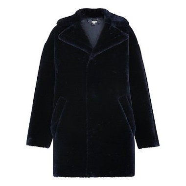 Whistles Yara Faux Fur Coat – navy winter coats - flipped