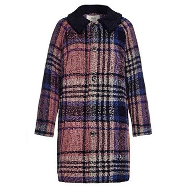 Yumi Checked Coat, Burgundy Multi / winter coats - flipped