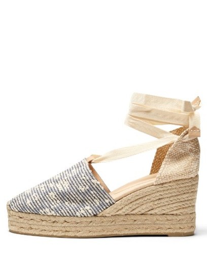 CASTAÑER Campina canvas wedge espadrilles | ankle tie wedges - flipped