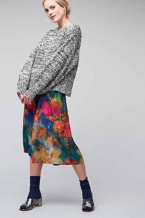 BLANK Cara Floral Midi Skirt / multi coloured skirts - flipped