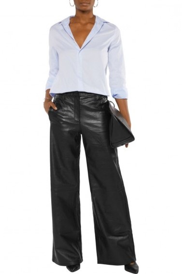 J BRAND Carine leather wide-leg pants – black trousers - flipped