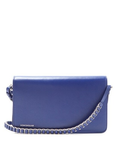 BALENCIAGA Chain Rectangle M bag ~ blue shoulder bags - flipped