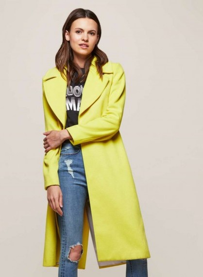 Miss Selfridge Chartreuse Midi Duster Coat ~ yellow/green coats - flipped