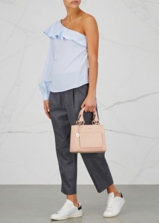 DKNY Chelsea blush leather tote ~ blush-pink top handle bags ~ luxe style handbags - flipped