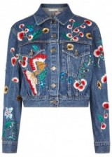 ALICE + OLIVIA Chloe floral-embellished denim jacket ~ cropped jackets ~ casual style #2