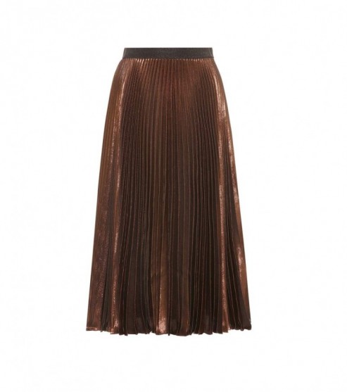 CHRISTOPHER KANE Metallic silk-blend skirt | copper-brown midi skirts