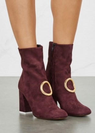 NEOUS Cigar burgundy suede ankle boots - flipped
