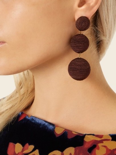REBECCA DE RAVENEL Cindy drop earrings ~ chocolate-brown statement jewellery - flipped