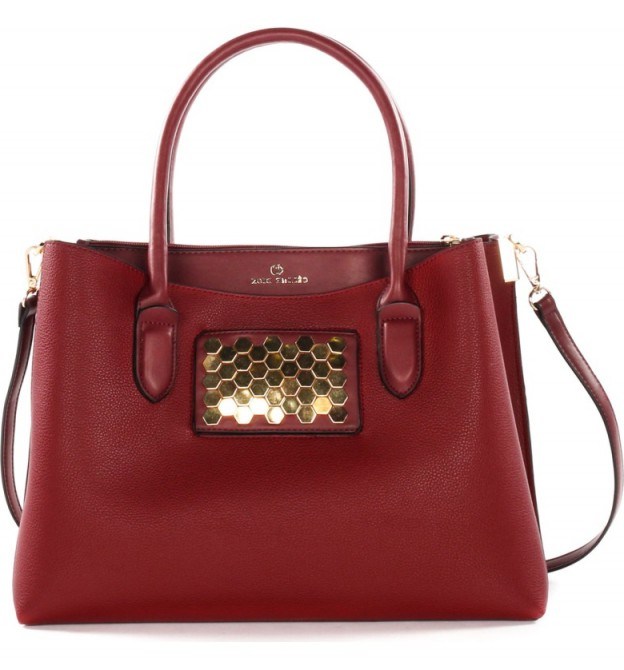 Céline Dion Symphony Faux Leather Satchel | burgundy handbags - flipped