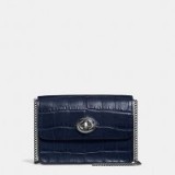 COACH Bowery Crossbody In Croc Embossed Leather – small navy bags