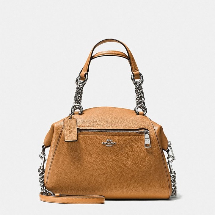COACH Chain Prairie Satchel In Polished Pebble Leather - flipped