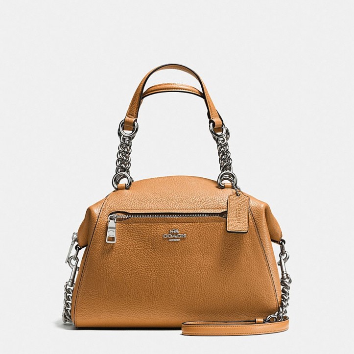 COACH Chain Prairie Satchel In Polished Pebble Leather