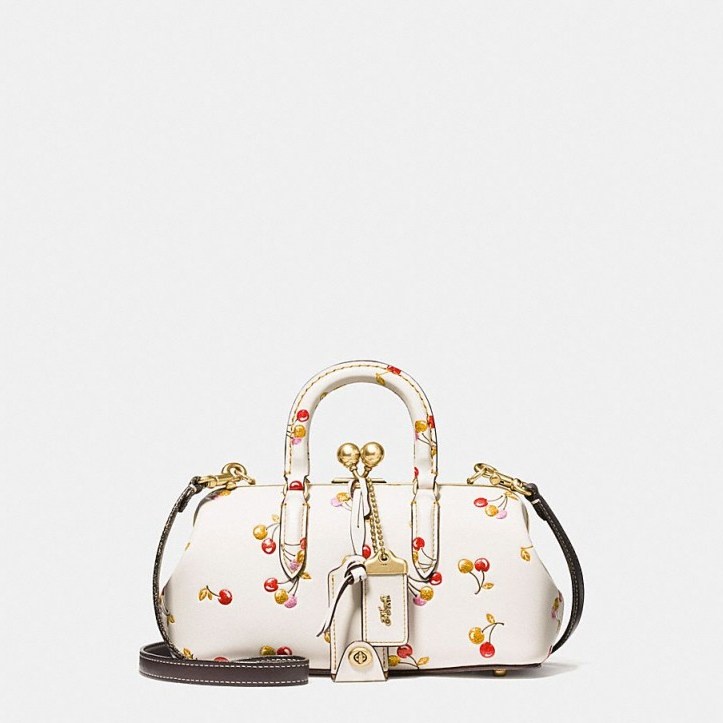 COACH 1941 Kisslock Satchel In Glovetanned Leather With Cherry Print - flipped