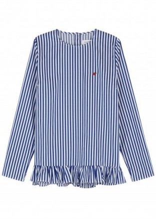 MAISON LABICHE Coccinelle striped poplin shirt ~ frill hem tops