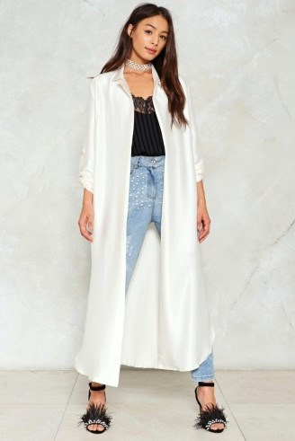 NASTY GAL Come a Long Way Satin Duster Jacket - flipped