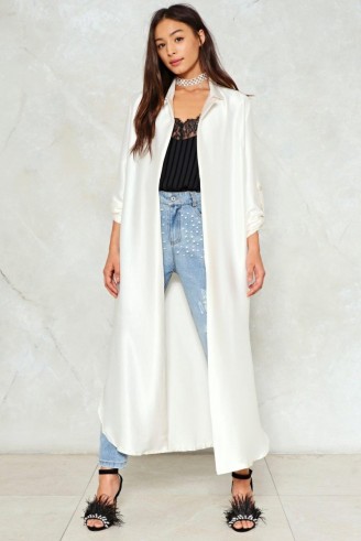 NASTY GAL Come a Long Way Satin Duster Jacket
