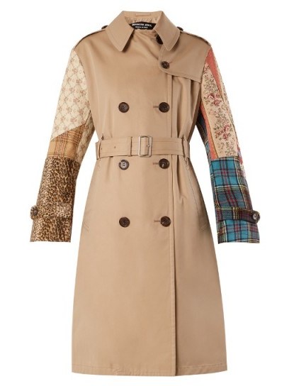 JUNYA WATANABE Contrast-sleeve cotton-garbardine trench coat ~ patch sleeved coats - flipped