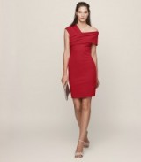 REISS CRISTIANA ONE-SHOULDER COCKTAIL DRESS MARASCHINO ~ red party dresses ~ chic evening fashion