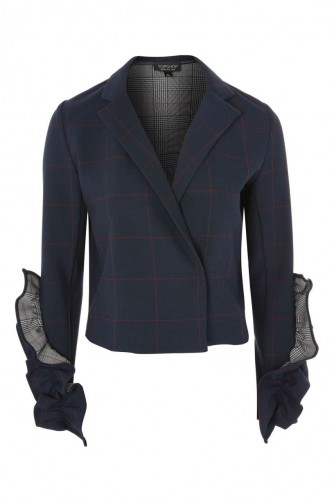 TOPSHOP Cropped Checked Jacket