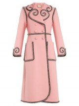 GUCCI Crystal-embellished double-breasted wool coat ~ pink statement coats