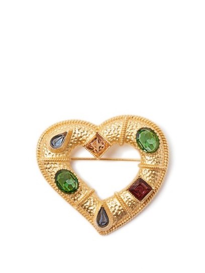 DOLCE & GABBANA Crystal-embellished heart brooch - flipped