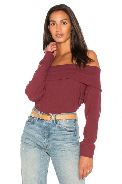 cupcakes and cashmere BROOKLYN TOP | dark red bardot tops p