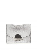PROENZA SCHOULER Curl small python-effect leather clutch ~ silver metallic bags