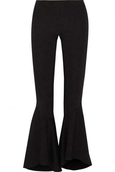 W118 BY WALTER BAKER Dana cropped stretch-ponte flared pants | black kick flare trousers - flipped