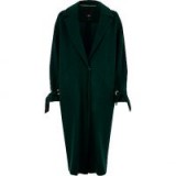 River Island Dark green tie cuff coat – stylish autumn/winter coats