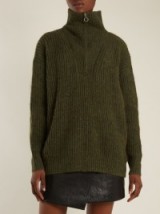 ISABEL MARANT ÉTOILE Declan oversized high-neck ribbed-knit sweater | khaki-green sweaters