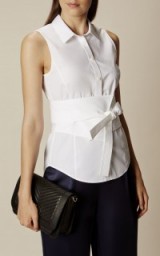 KAREN MILLEN DECONSTRUCT SHIRT – WHITE ~ front tie sleeveless shirts