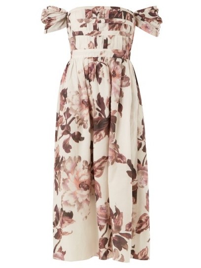 BROCK COLLECTION Demi floral-print cotton dress ~ off the shoulder dresses - flipped