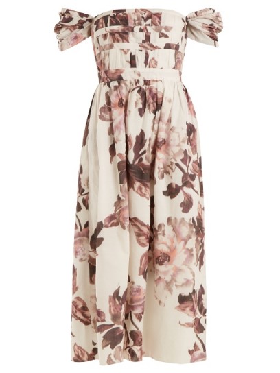 BROCK COLLECTION Demi floral-print cotton dress ~ off the shoulder dresses