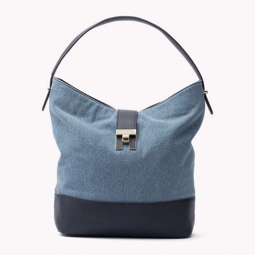 TOMMY HILFIGER Denim Hobo Bag | blue bags | designer handbags - flipped