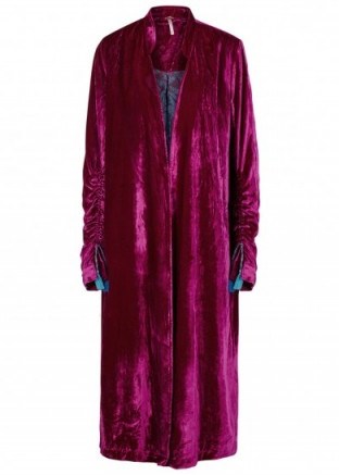 FREE PEOPLE Dhalia fuchsia velvet coat ~ pink coats - flipped