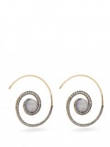 NOOR FARES Diamond, pearl & yellow-gold spiral earrings