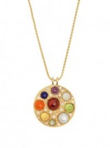 NOOR FARES Diamond, topaz & yellow-gold necklace ~ multi-coloured gemstone pendant nacklaces