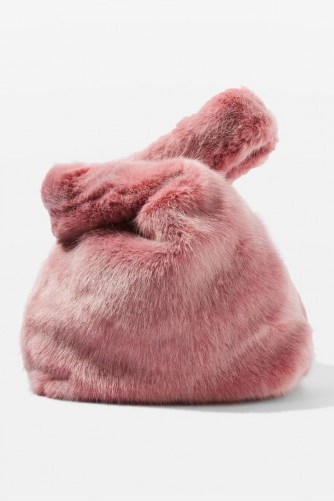 Topshop DOLLY Faux Fur Tote Bag ~ fluffy pink bags! - flipped
