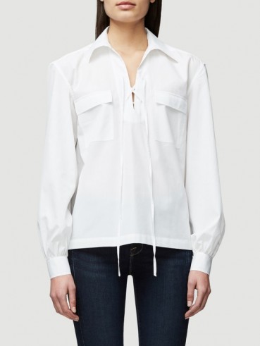 FRAME double pocket lace up blouse blanc | white blouses