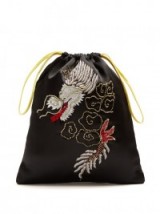 ATTICO Dragon-embroidered satin pouch ~ small black bags ~ oriental style #3