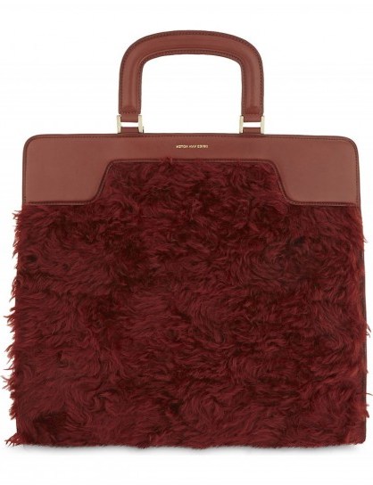 DRIES VAN NOTEN Shearling panel leather tote – fluffly handbags - flipped