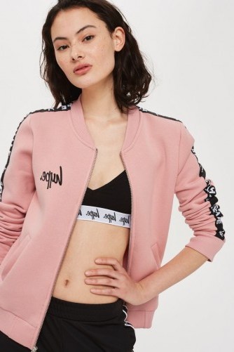 Hype Dusty Pink Justhype Taping Bomber Jacket - flipped